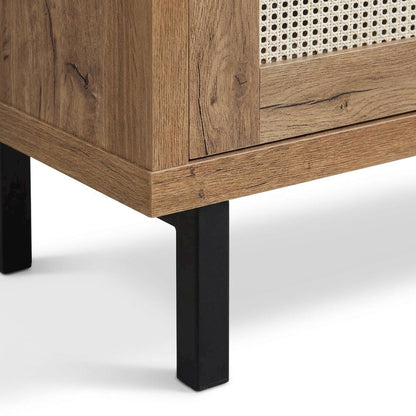 Tall Shoe Storage Cabinet with Doors, Farmhouse Style, Natural Oak