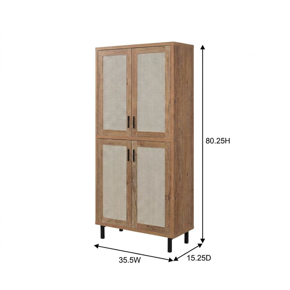 Tall Shoe Storage Cabinet with Doors, Farmhouse Style, Natural Oak