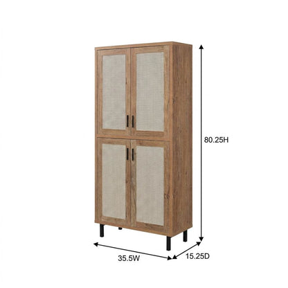 Tall Shoe Storage Cabinet with Doors, Farmhouse Style, Natural Oak