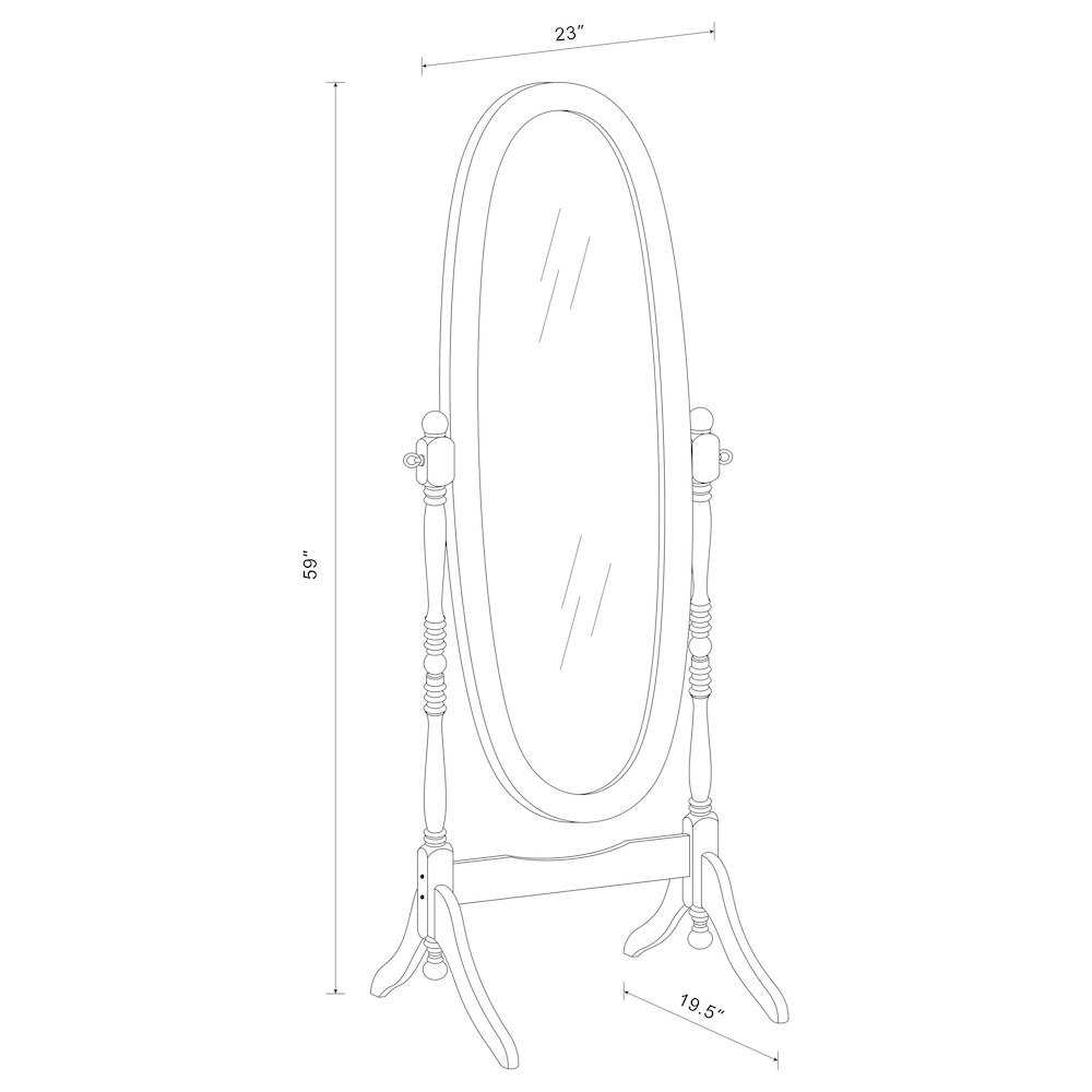 Foyet Wood Adjustable Full Length Cheval Mirror Black
