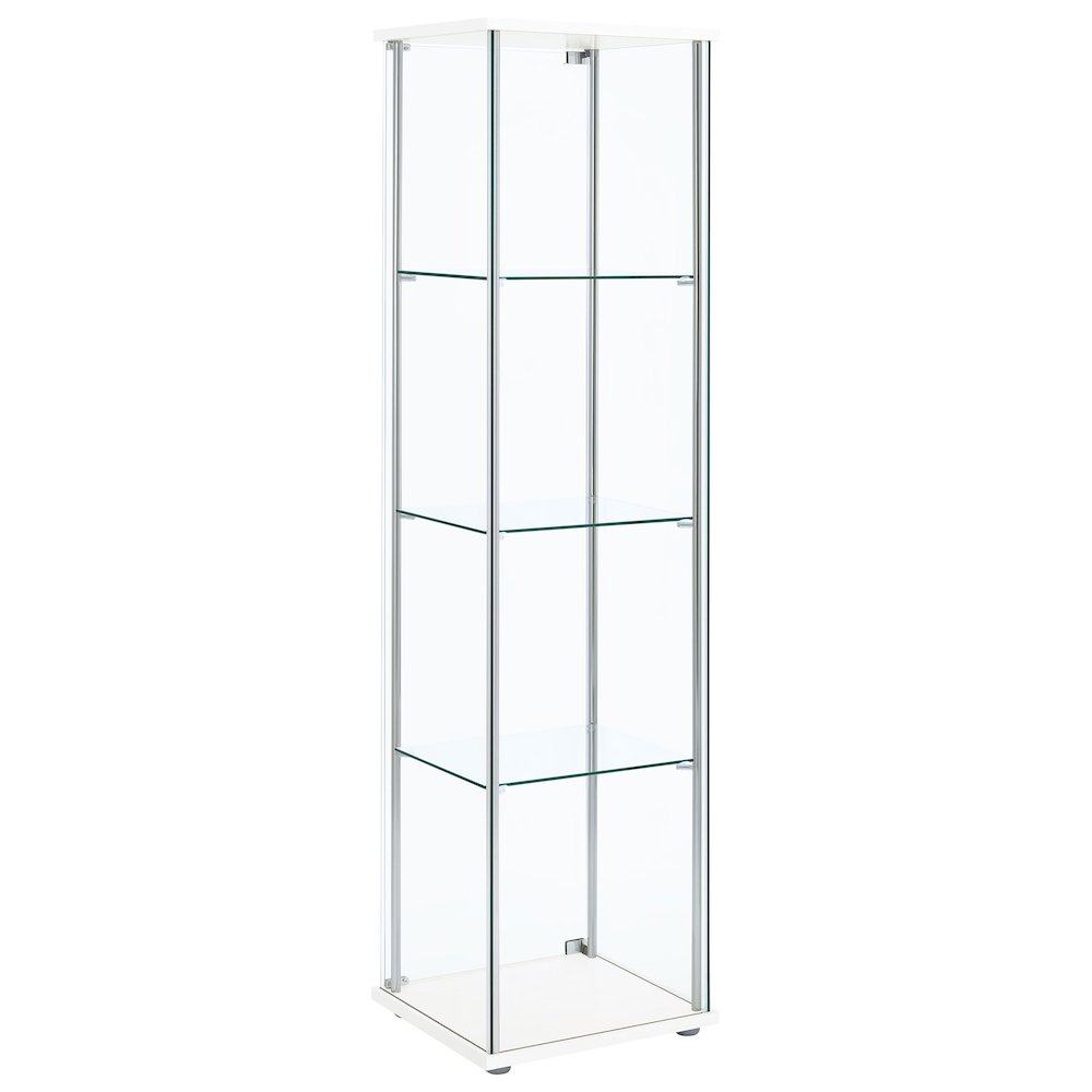Bellatrix 4-shelf Clear Glass Curio Cabinet White