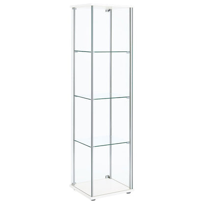 Bellatrix 4-shelf Clear Glass Curio Cabinet White