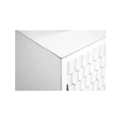 Gambon 2-door Wood Honeycomb Pattern Accent Cabinet White