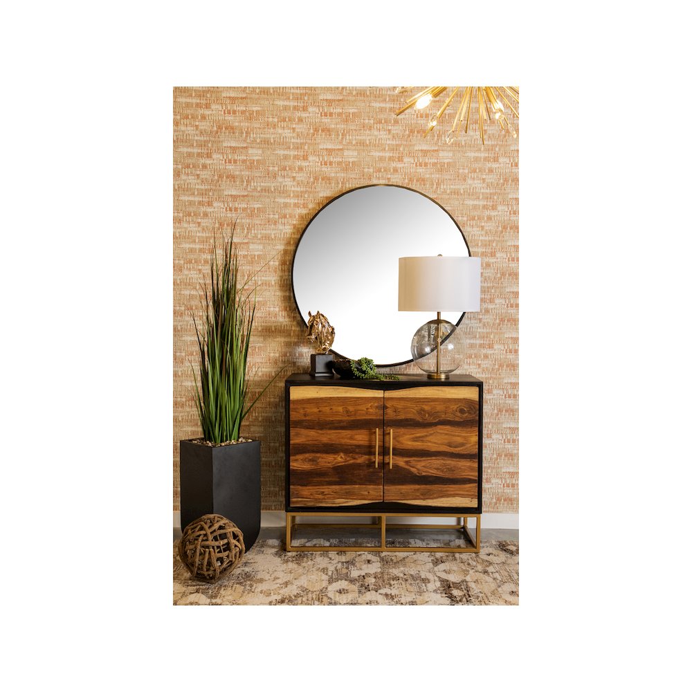 Zara 2-door 40" Wood Accent Storage Cabinet Black Walnut