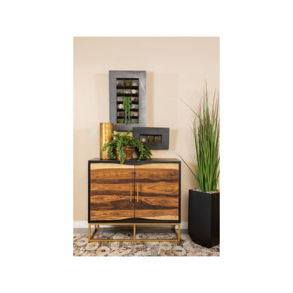 Zara 2-door 40" Wood Accent Storage Cabinet Black Walnut