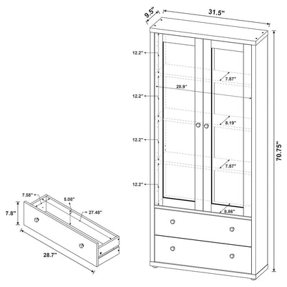 Hawthorne 4-shelf Glass Door Cabinet with Drawers Black