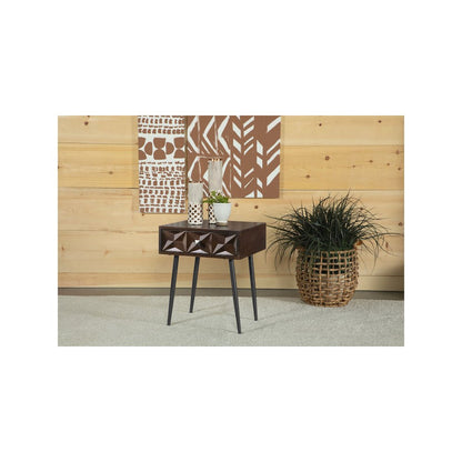 Ezra 1-drawer Rectangular Accent Side Table Coffee Brown