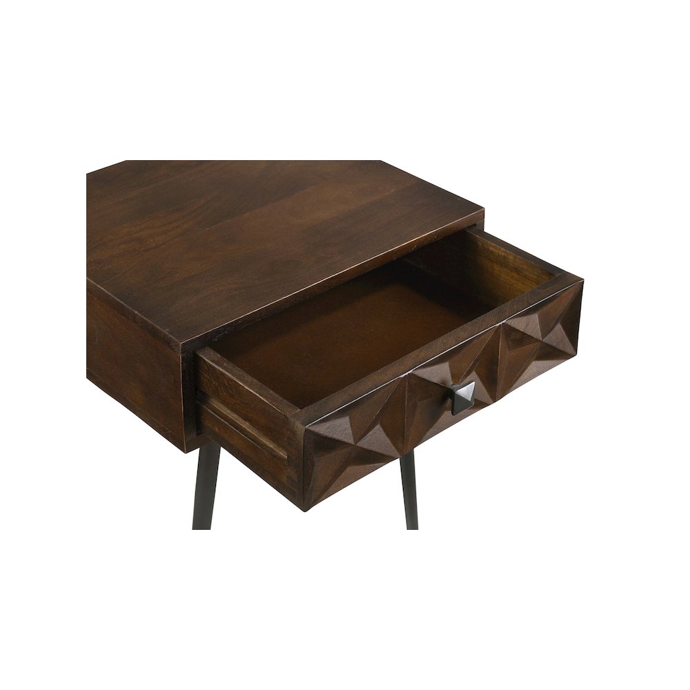 Ezra 1-drawer Rectangular Accent Side Table Coffee Brown