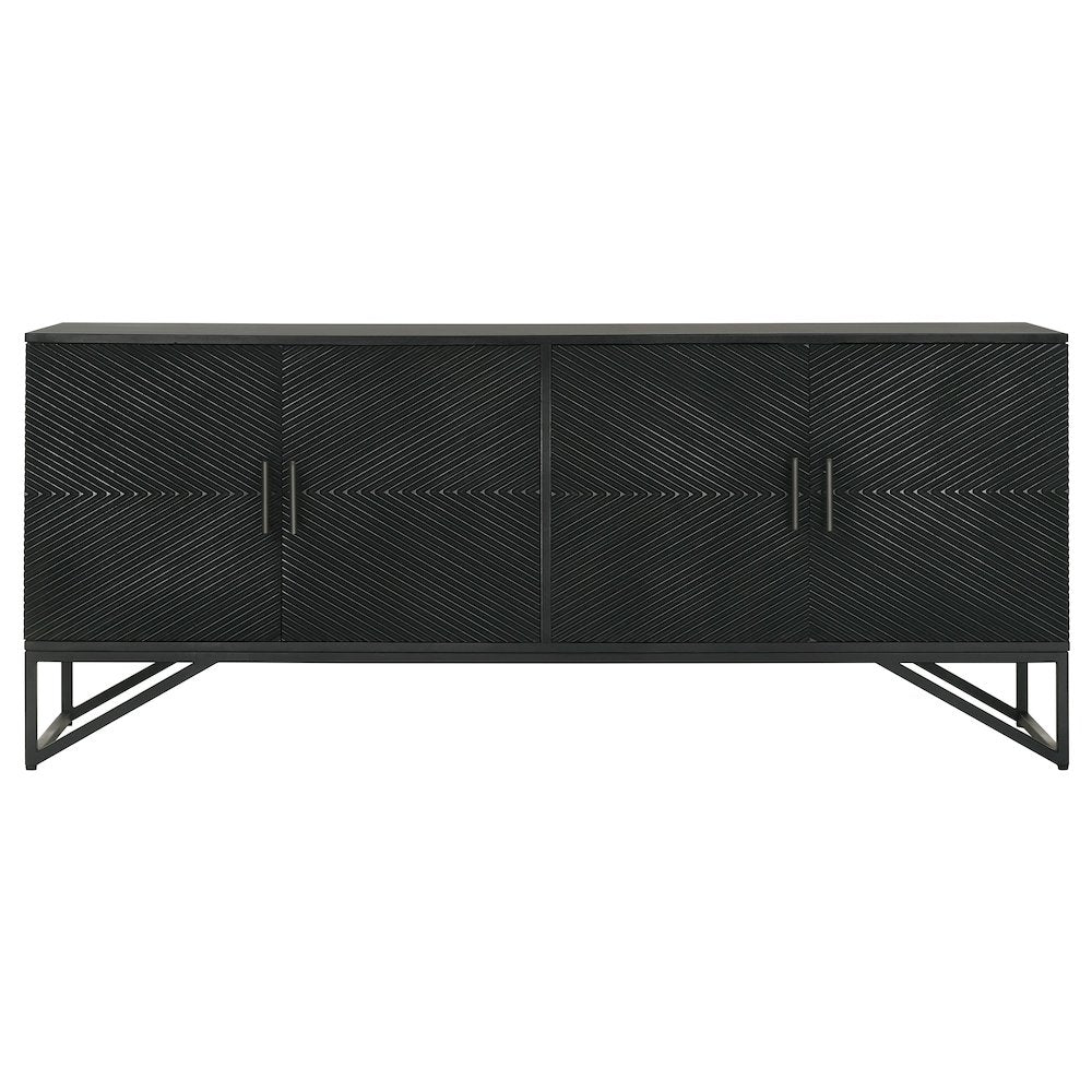 Riddell 4-door Wood Reeding Accent Cabinet Matte Black
