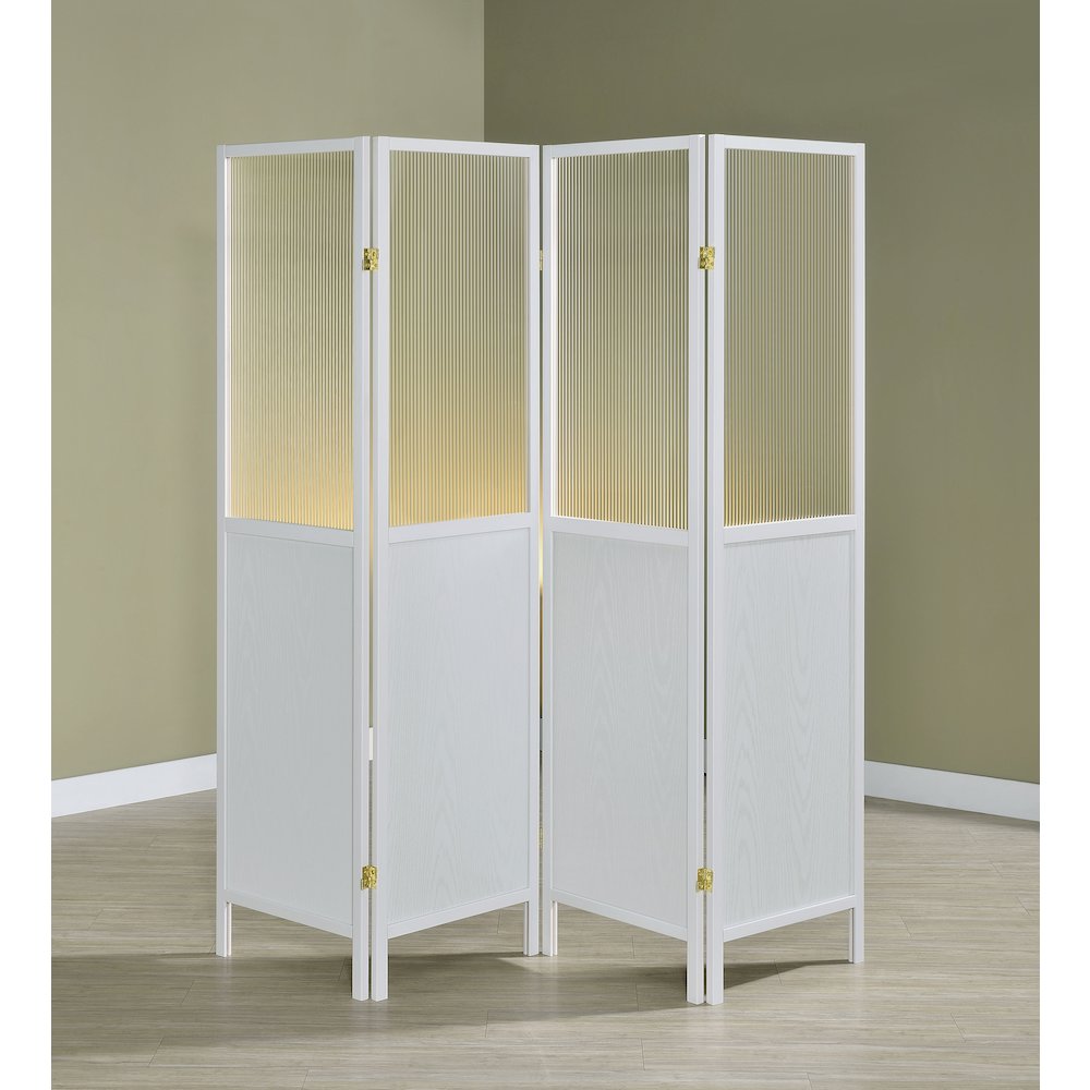 Mattison 4-Panel Room Divider Folding Shoji Screen White