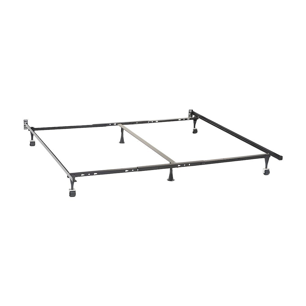 Metal Platform Bed Frame with Wheels and Heavy Duty Center Support Rails, Black