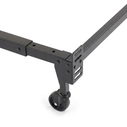 Metal Platform Bed Frame with Wheels and Heavy Duty Center Support Rails, Black