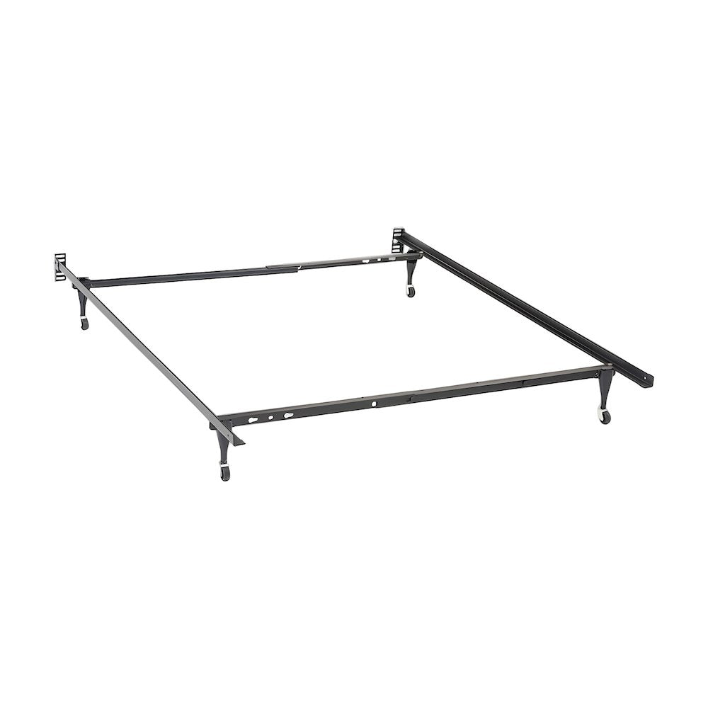 Metal Platform Bed Frame with Locking Wheels, Adjustable Twin to Full, Black
