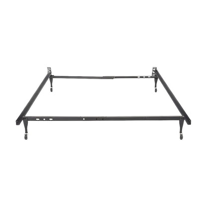 Metal Platform Bed Frame with Locking Wheels, Adjustable Twin to Full, Black
