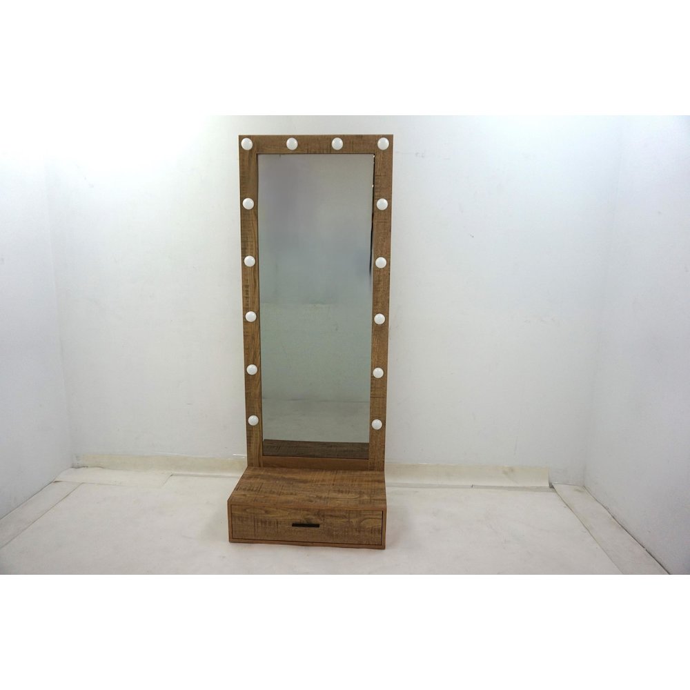 Spector 1-drawer Lighted Full-Length Floor Mirror Mango