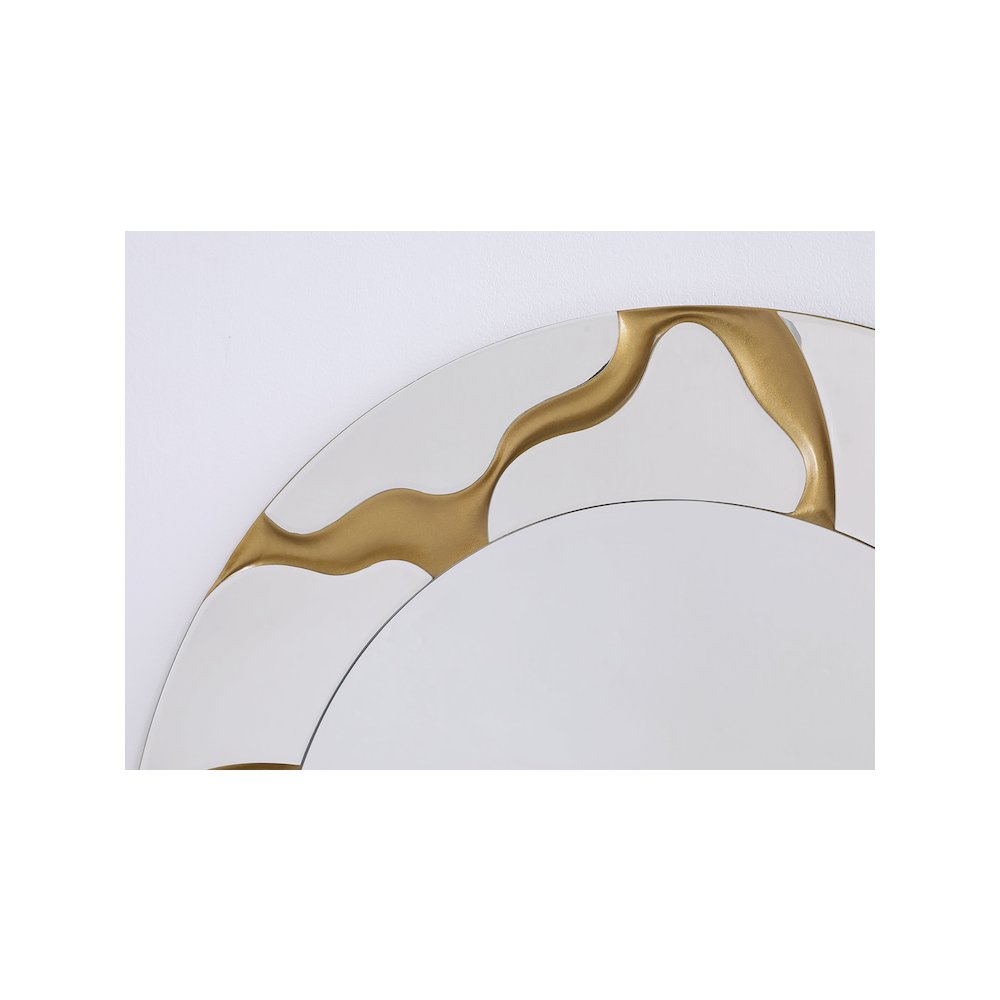 Dorinda 36 x 36 Inch Round Kintsugi Style Wall Mirror Gold