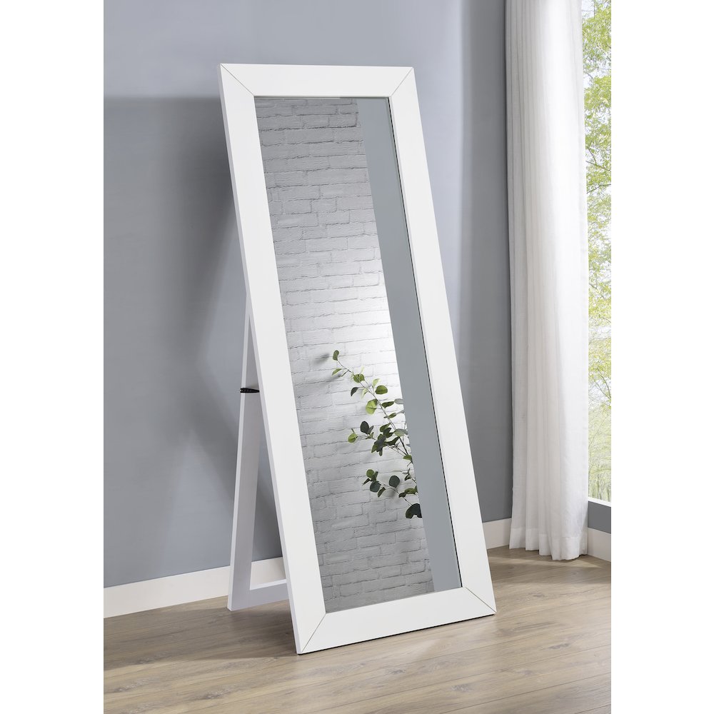 Cadence Tempered Glass Full Length Mirror White High Gloss