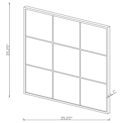 Quetzal 35 x 35 Inch Square Window Pane Wall Mirror Black