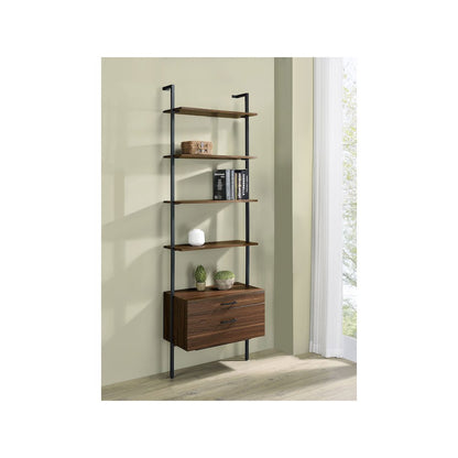 Owens 96-inch 4-shelf Storage Wall Bookshelf Walnut