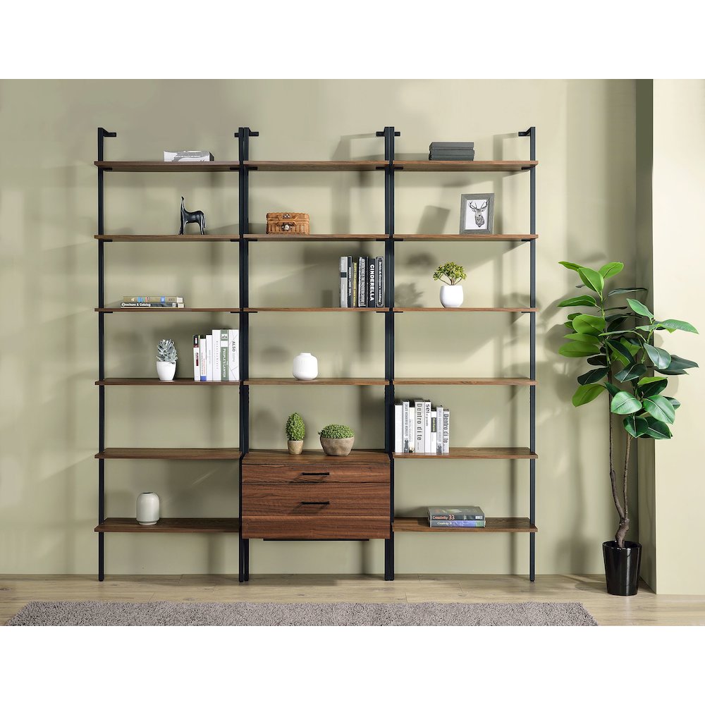 Owens 96-inch 4-shelf Storage Wall Bookshelf Walnut