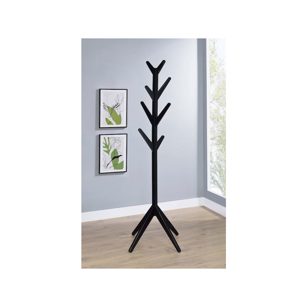 Margaret Solid Wood Coat Rack Clothing Hanger Black