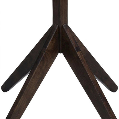 Solid Wood Floor Coat Rack with Hooks, Mid-Century Modern, Cappuccino