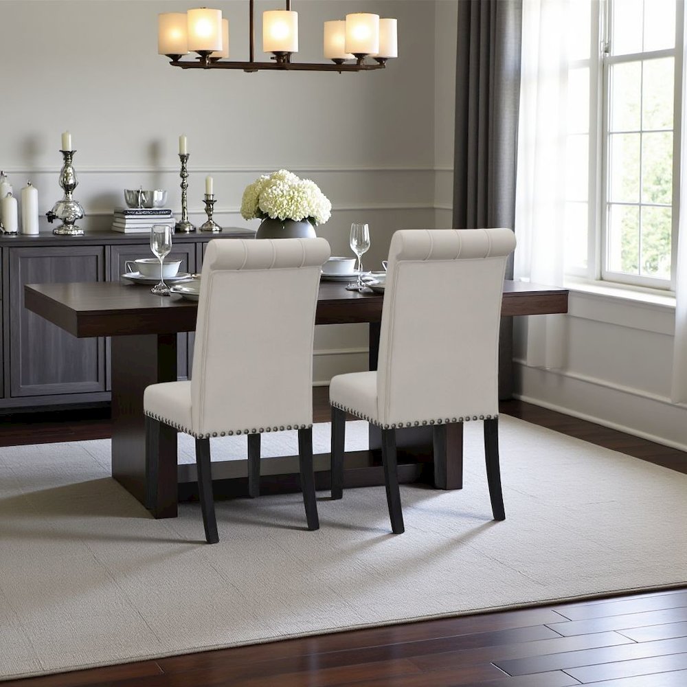 Elegant Upholstered Dining Chairs – High Back Armless Chair Set of 2