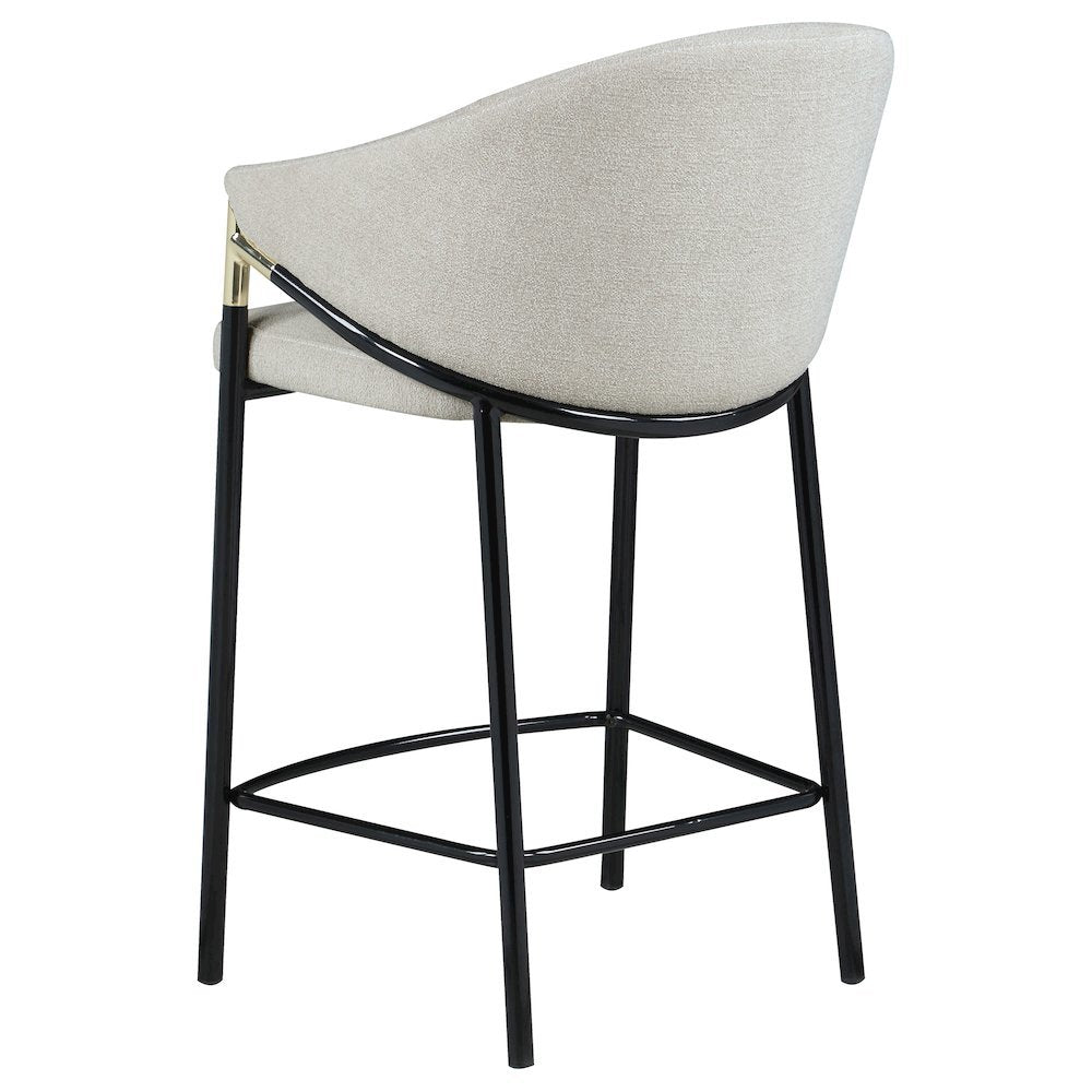 Modern Upholstered Bar Stools – Beige Counter Height Chairs, Set of 2