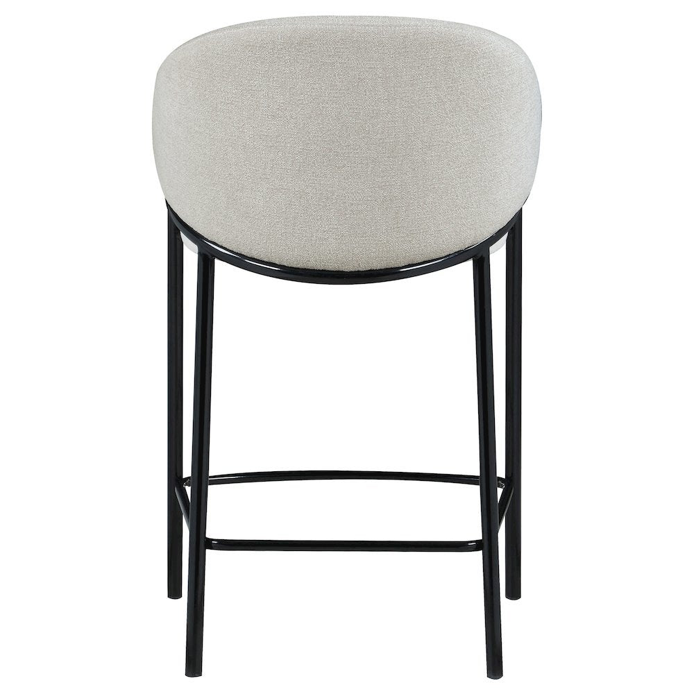 Modern Upholstered Bar Stools – Beige Counter Height Chairs, Set of 2