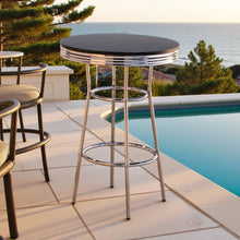Round Bar Table with Chrome Base, Pub Table for Kitchen and Dining