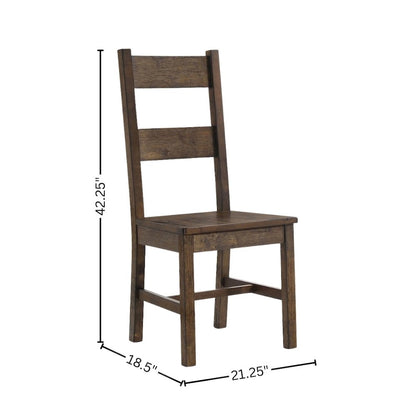 Rustic Golden Brown Wood Dining Side Chair Set of 2, Farmhouse Style