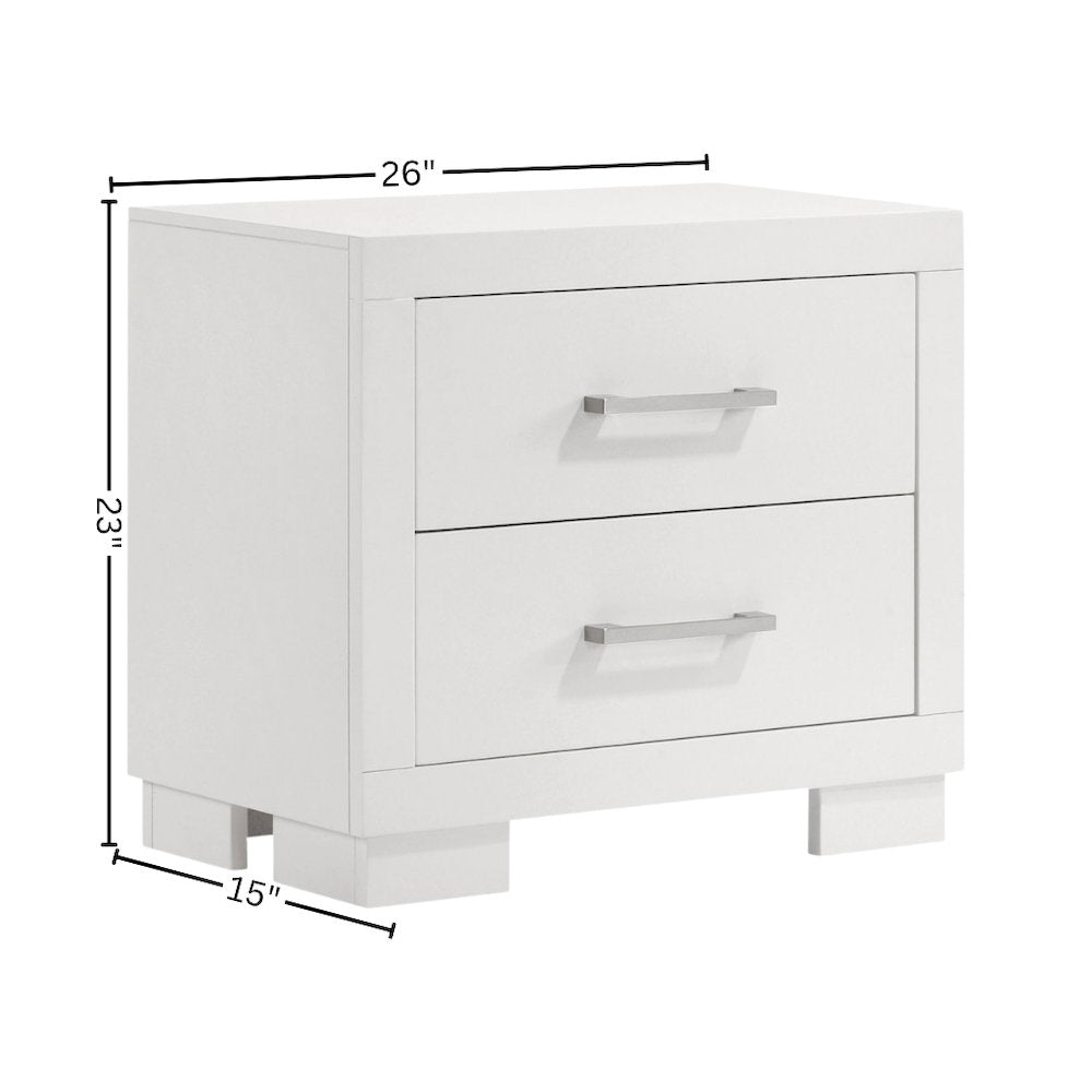 2-Drawer Cream White Nightstand with Elegant Design and Smooth Storage Drawers