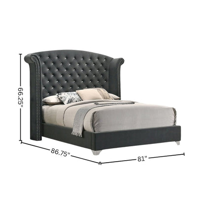 Upholstered Queen Wingback Bed Grey