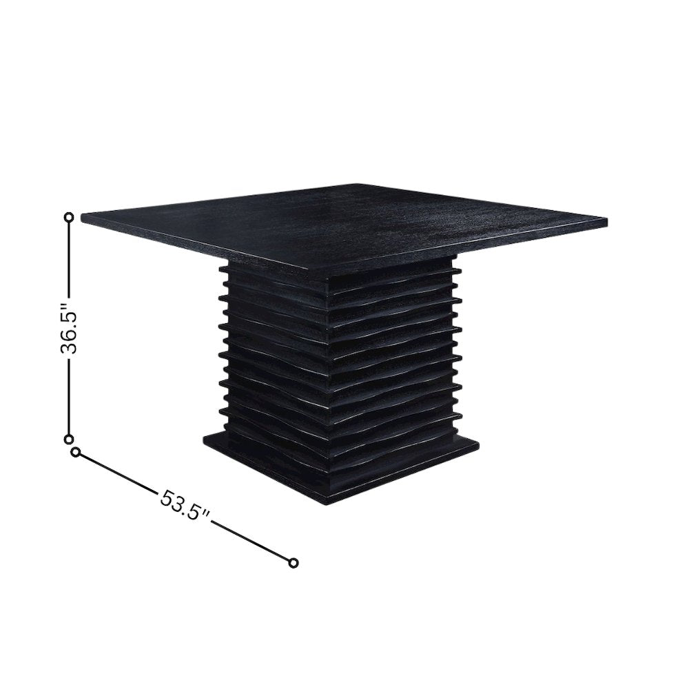 Square Counter Height Dining Table, Black Wood Pedestal Base, Kitchen