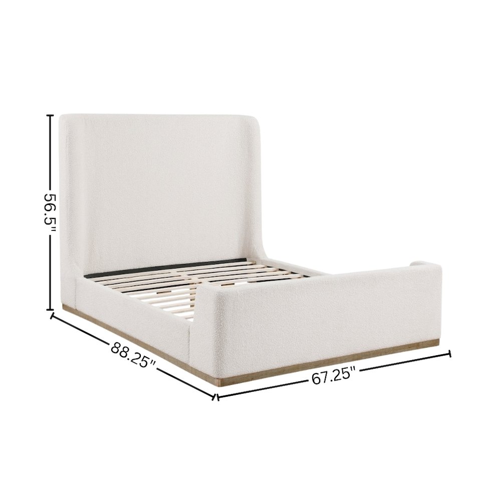 Upholstered Queen Sleigh Bed Cream