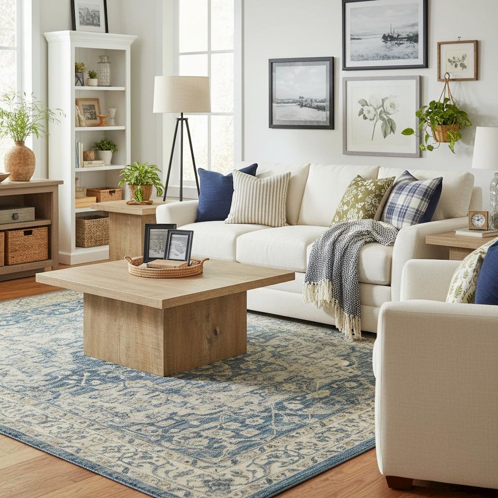 3-Piece Square Coffee & End Table Set, Mango Wood Look, Rustic