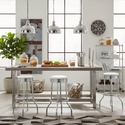 White Swivel Bar Stools - Modern Upholstered Metal Barstools, Set of 2