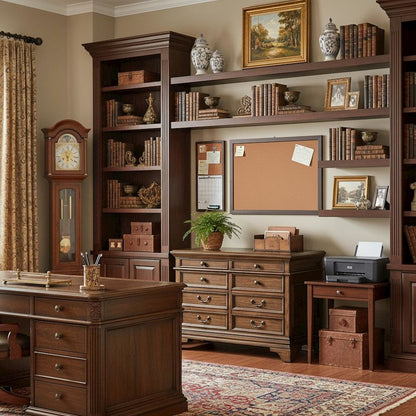 Home Office File Cabinet, Burnished Oak, 5 Drawers, Letter/Legal Size