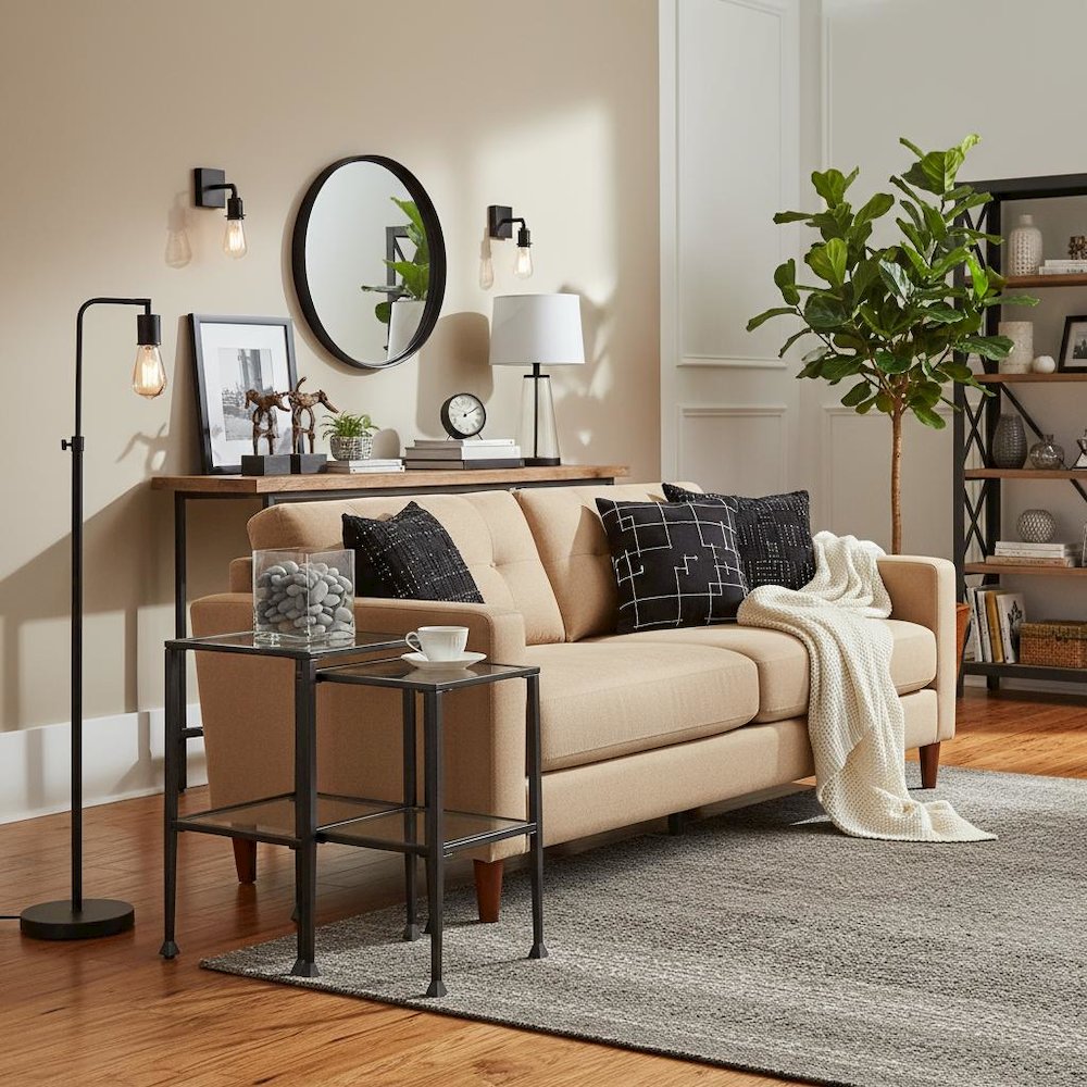 Square Glass Nesting Side Table Set of 2 – Modern Accent ,Living Room or Bedroom