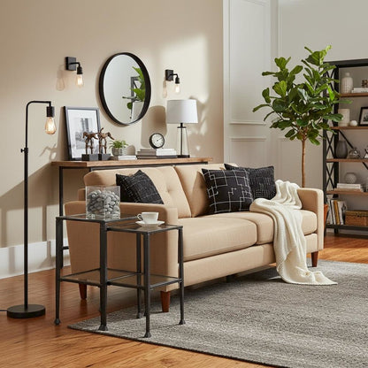 Square Glass Nesting Side Table Set of 2 – Modern Accent ,Living Room or Bedroom