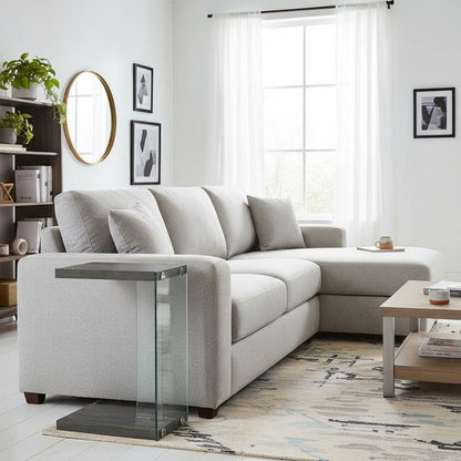 C-Shaped Side Table, Weathered Grey, Contemporary Snack Table