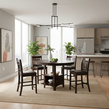 5-Piece Counter Height Dining Set, Espresso Wood, Oval Table with Storage