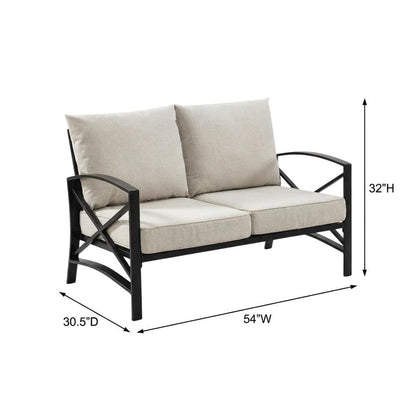 3-Piece Outdoor Patio Furniture Set with Loveseat and 2 Chairs in Bronze Finish