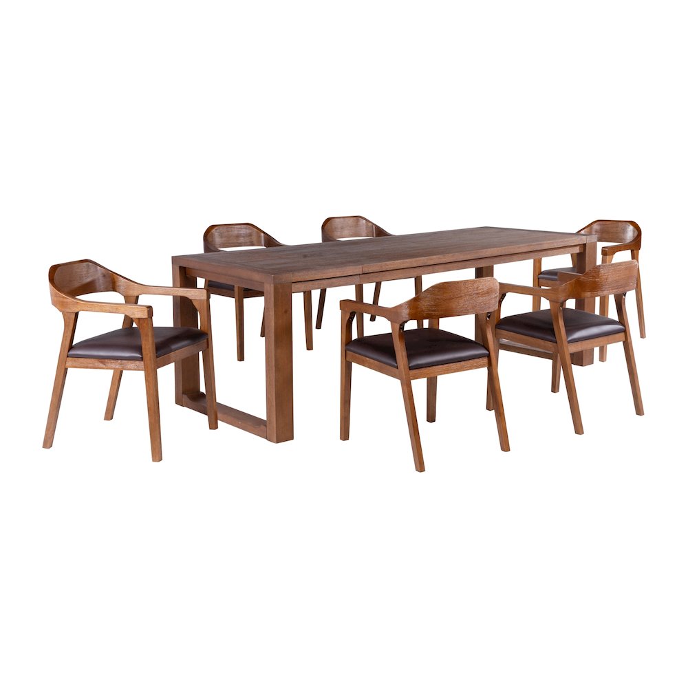 Rasmus 7pc Dining Set - Chestnut Wire-Brush Finish