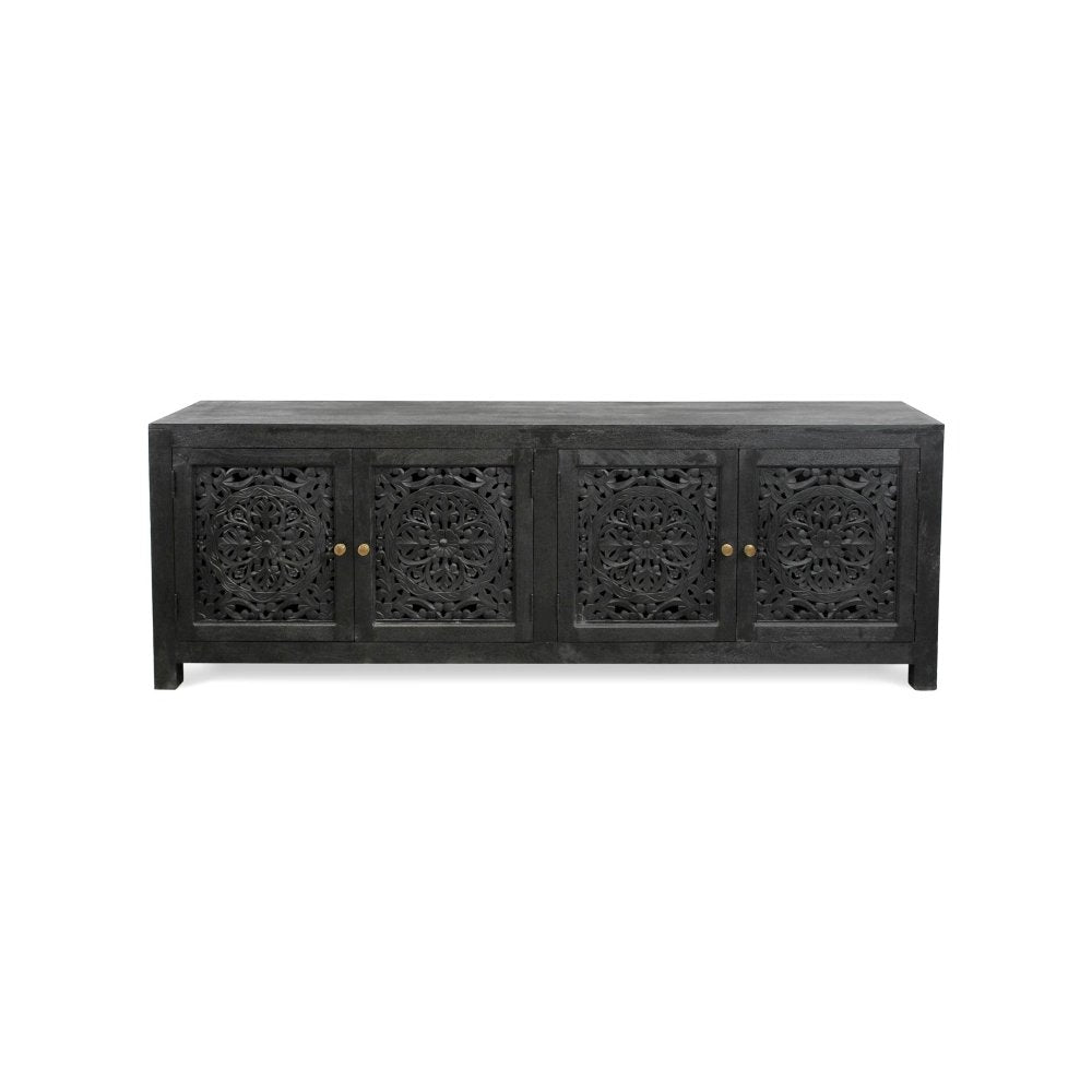 Weatherly 4-Door Media Cabinet in Charcoal Grey