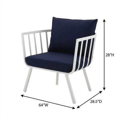 Outdoor Patio Aluminum Armchair Set Of 2 With Cushioned Seats And Armrests