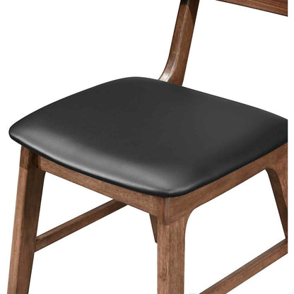 Thea Wood Back Side Chair with Black Seat (Set of 2), Walnut