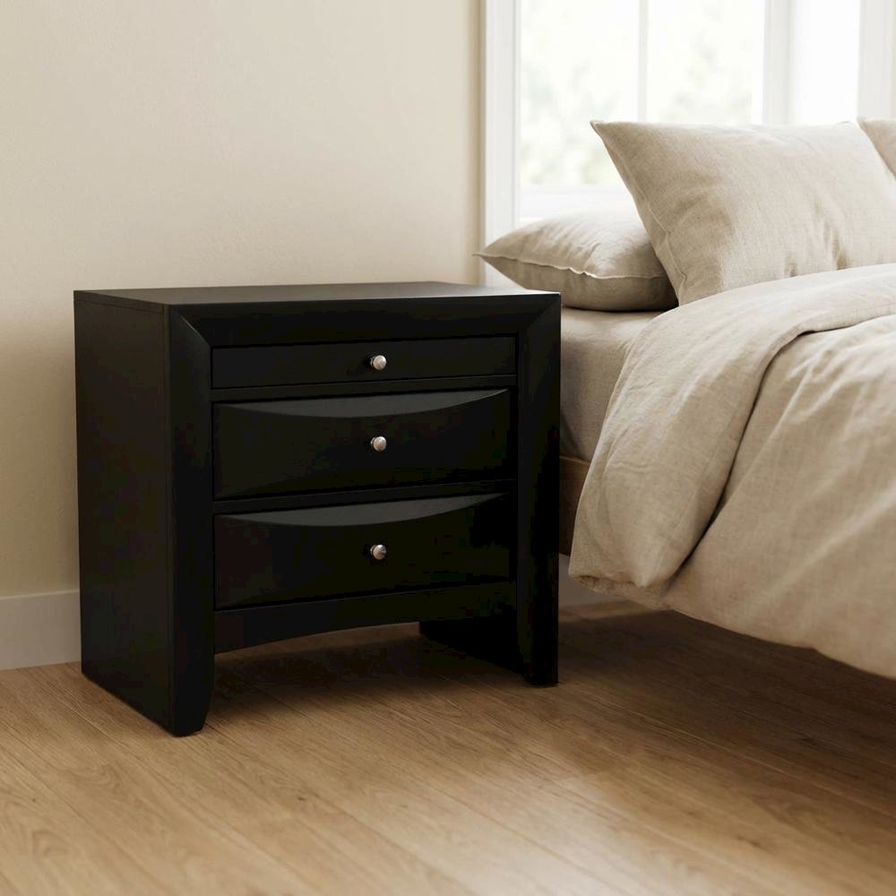 Black Bedroom Nightstand with Modern Transitional Design