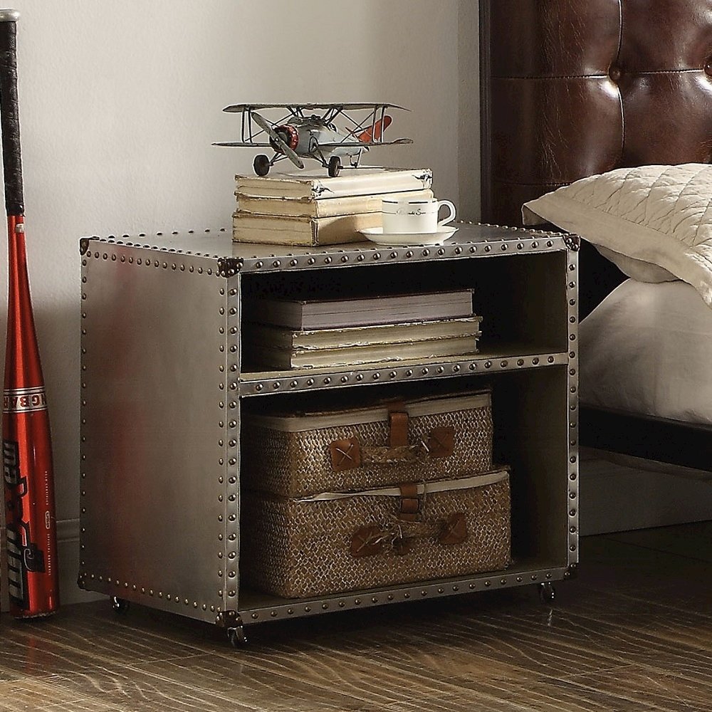 Brancaster Nightstand w/USB Port, Aluminum