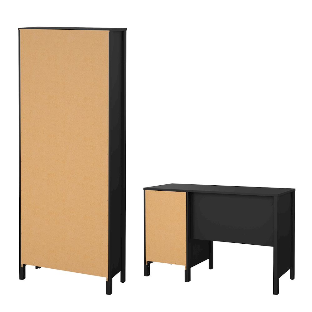 Madrid 2-Piece Home Office Set with Desk and Bookcase, Matte Black